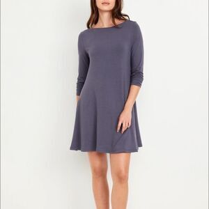 Long-Sleeve Mini Swing Dress Elegant Gray Womens Dress xl new Old navy gray hue